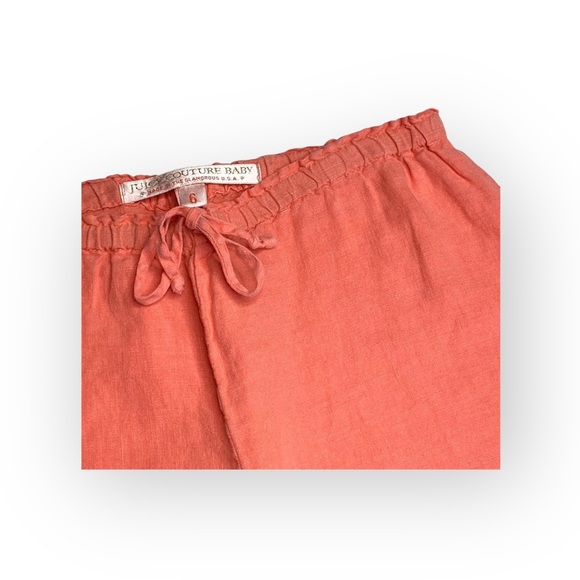 Juicy Couture Baby ♔ Easy Linen Pant ♔ Coral Pink ♔ Girl’s 6 6X ♔ Slouchy Chic ♔ - Picture 7 of 16